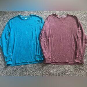 Old Navy Teal & Maroon Waffle Knit Tops, Men’s Large